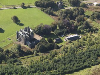 General oblique aerial view  of Balintore Castle Estate, centred on Balintore Castle, taken from the SSW.