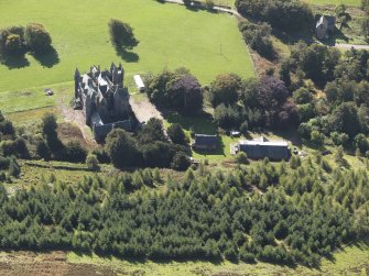 General oblique aerial view  of Balintore Castle Estate, centred on Balintore Castle, taken from the N.