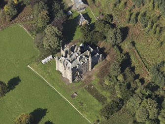 General oblique aerial view  of Balintore Castle Estate, centred on Balintore Castle, taken from the SSE.