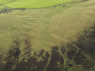 General oblique aerial view  of Strone Hill, centred on the remains of the field system and township, taken from the NNE.