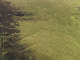 General oblique aerial view  of Strone Hill, centred on the remains of the field system and township, taken from the NW.