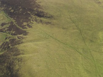 General oblique aerial view  of Strone Hill, centred on the remains of the field system and township, taken from the WNW.