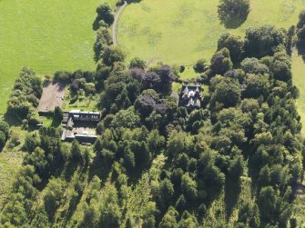 General oblique aerial view  of Ascreavie House estate, centred on Ascreavie House, taken from the N.