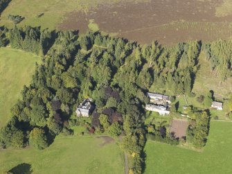 General oblique aerial view  of Ascreavie House estate, centred on Ascreavie House, taken from the SSE.