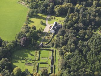 General oblique aerial view of Balnamoon House estate, centred on Balnamoon House, taken from the E.