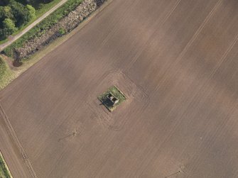Oblique aerial view of the dovecot at Balnamoon House, taken from the NW.