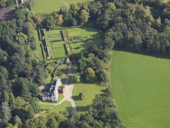 General oblique aerial view of Balnamoon House estate, centred on Balnamoon House, taken from the W.
