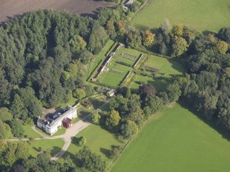 General oblique aerial view of Balnamoon House estate, centred on Balnamoon House, taken from the SW.