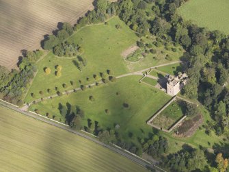 General oblique aerial view of Melgund Castle estate, centred on  Melgund Castle, taken from the S.