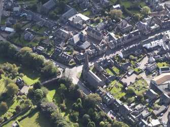 General oblique aerial view of Panmure Street area of Brechin, centred on West and St. Columba's Parish Church, taken from the NNW.