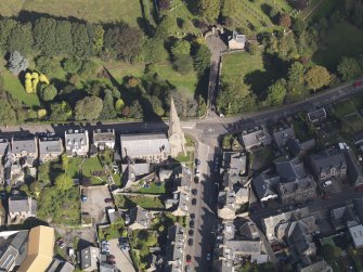 General oblique aerial view of Panmure Street area of Brechin, centred on West and St. Columba's Parish Church, taken from the WSW.