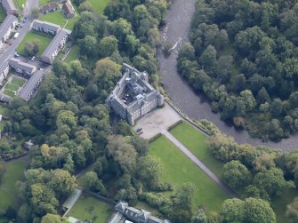 General oblique aerial view of Brechin Castle estate, centred on Brechin Castle, taken from the NW.
