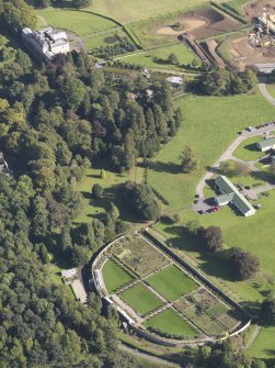 General oblique aerial view of Strathcathro House estate, centred on Strathcathro House, taken from the NE.