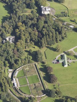 General oblique aerial view of Strathcathro House estate, centred on Strathcathro House, taken from the SW.