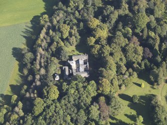 General oblique aerial view of Strathcathro House estate, centred on  Strathcathro House stables, taken from the W.