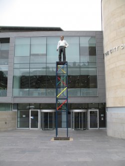 View of sculpture 'Everyman', outside Edinburgh City Council Office.