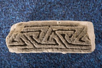 View of edge of fragment, Drainie no 22, with triangular key pattern