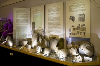 Interior. View of carved stone display