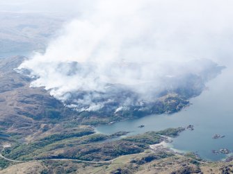 General oblique aerial view of the wild fire on the Ardnish peninsula, taken from the NE.