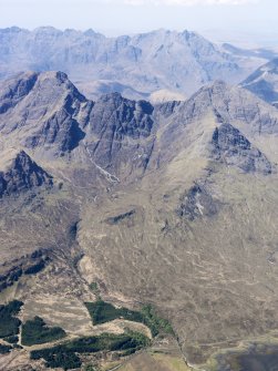 General oblique aerial view of  the Cuillin Hills looking across Blabheinn, taken from the E.