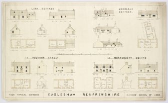 Plans, sections and elevations of cottages in Eaglesham.