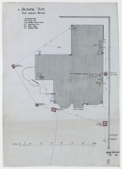 Plan showing drainage layout.
Titled: '4 Belford Park. Plan Showing Drains'.
