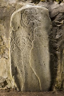 View of Knockando Pictish symbol stone no 1 (flash)