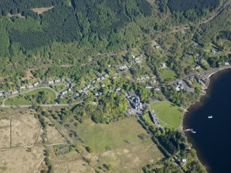 General oblique aerial view of Tarbet village, taken from the SSW.