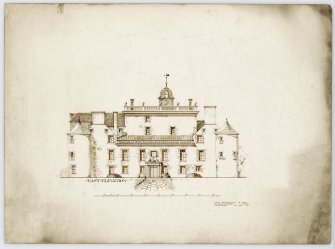 Drawing showing East elevation of Hatton House
From a portfolio of drawings titled: 'Hatton House, Alterations for William Whitelaw, Esq.'