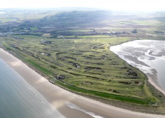 General oblique view over the Old Course, New Course, Jubillee Course, Eden Course and Balgove Course at St Andrews, taken from the NNE.