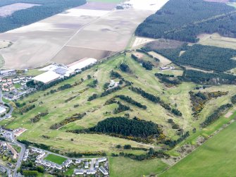 Oblique aerial view of Scotscraig Golf Course, taken from the WNW.