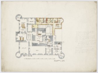Drawing showing plan of first floor of Hatton House with alterations
From a portfolio of drawings titled: 'Hatton House, Alterations for William Whitelaw, Esq.'