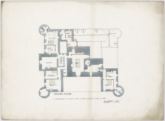 Drawing showing plan of second floor of Hatton House
From a portfolio of drawings titled: 'Hatton House, Alterations for William Whitelaw, Esq.'
