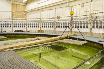 Interior. Curved wave tank building. General view, Curved Wave Tank