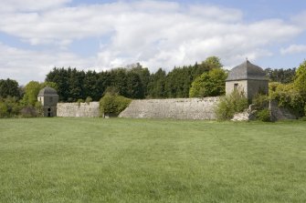 Pavilions and adjoining wall, view from SE