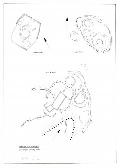 Survey Drawing: Plans of settlements with ring-ditch houses.