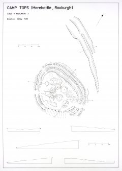 Survey Drawing: Plan of fort showing structures within; profiles of ramparts and central features.