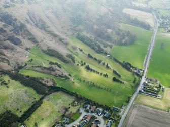 Oblique aerial view of Bishopshire Golf Course, taken from the NW.