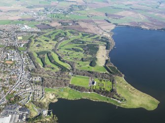 General oblique aerial view of the Kinross golf courses centred on the Mongomery Golf Course, taken from the S.