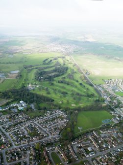 General oblique aerial view of Pitfirrane Golf Course, taken from the ESE.