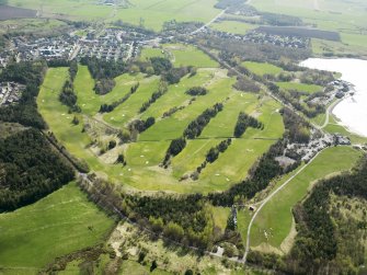 Oblique aerial view of Lochore Meadows Golf Course, taken from the NNW.