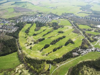 Oblique aerial view of Lochore Meadows Golf Course, taken from the NW.