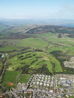 General oblique aerial view of Lochore Meadows Golf Course, taken from the ESE.