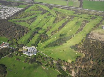 Oblique aerial view of Dunnikier Park Golf Course, taken from the SSE.