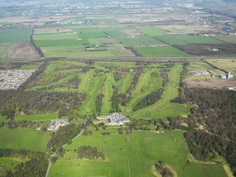 Oblique aerial view of Dunnikier Park Golf Course, taken from the S.