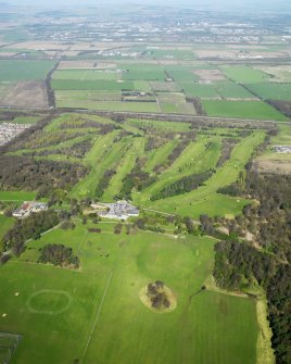 Oblique aerial view of Dunnikier Park Golf Course, taken from the SSE.