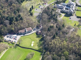 Oblique aerial view of Balbirnie House, taken from the WNW.
