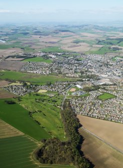 General oblique aerial view of Cupar Golf Course, taken from the SSE.