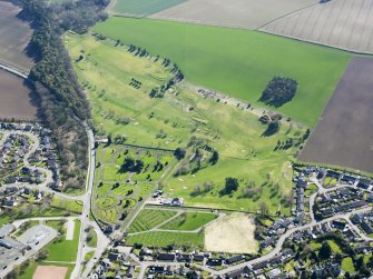 Oblique aerial view of Cupar Golf Course, taken from the NW.