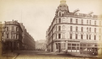 View of Commercial Street (Old Seagate), Dundee looking from Burnhead to Albert Institute showing the premises of a wine and spirit merchant
